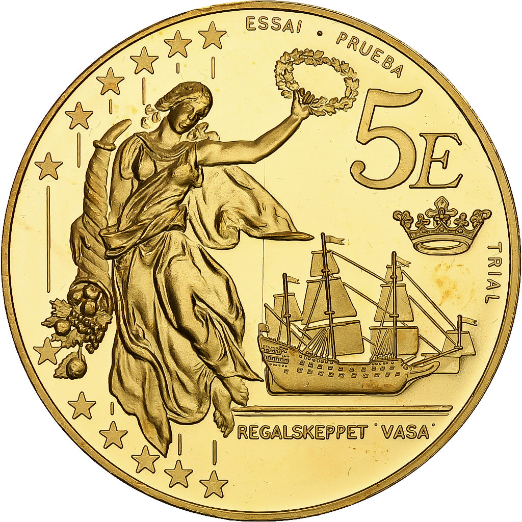 Schweden, 5 Euro, Fantasy euro patterns, Essai-Trial, PP, 2003, Messing, STGL