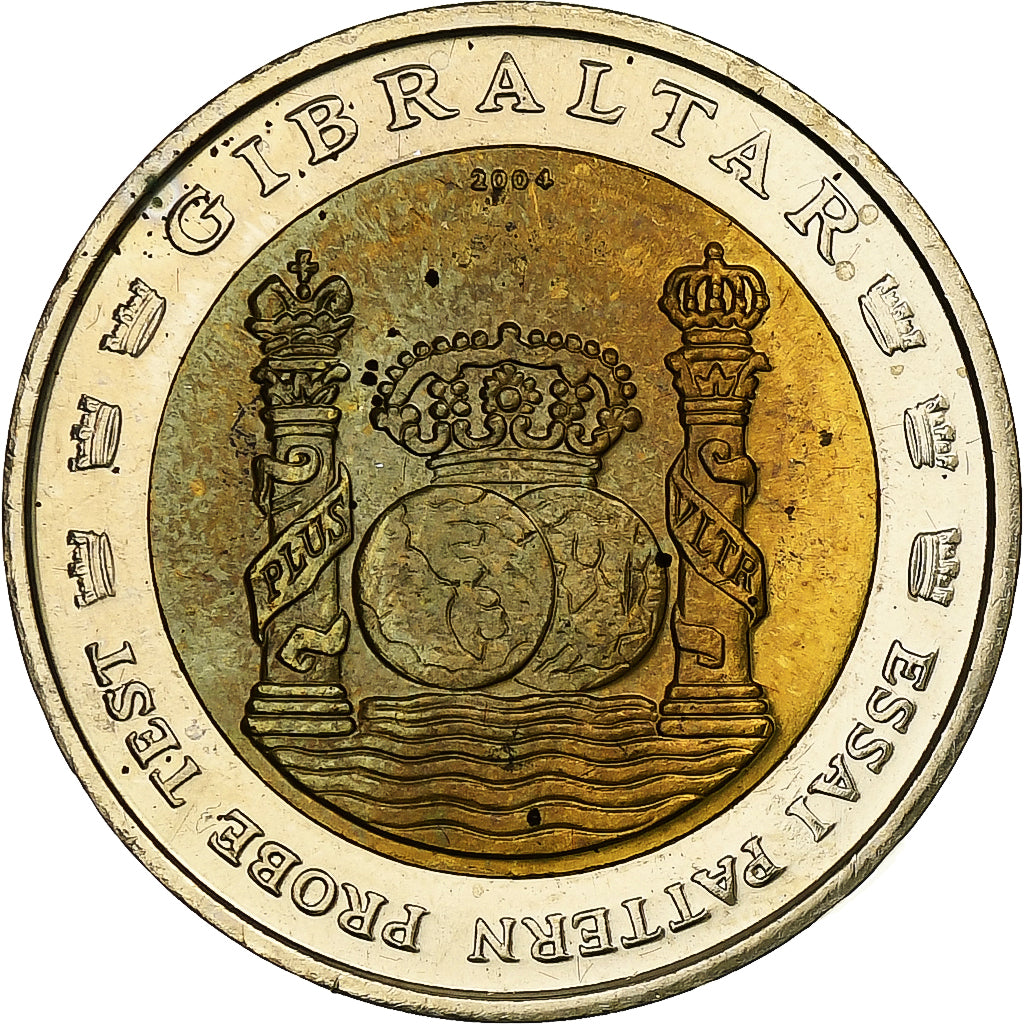 Gibraltar, 2 Euro, Fantasy euro patterns, Essai-Trial, PP, 2004, Bi-Metallic