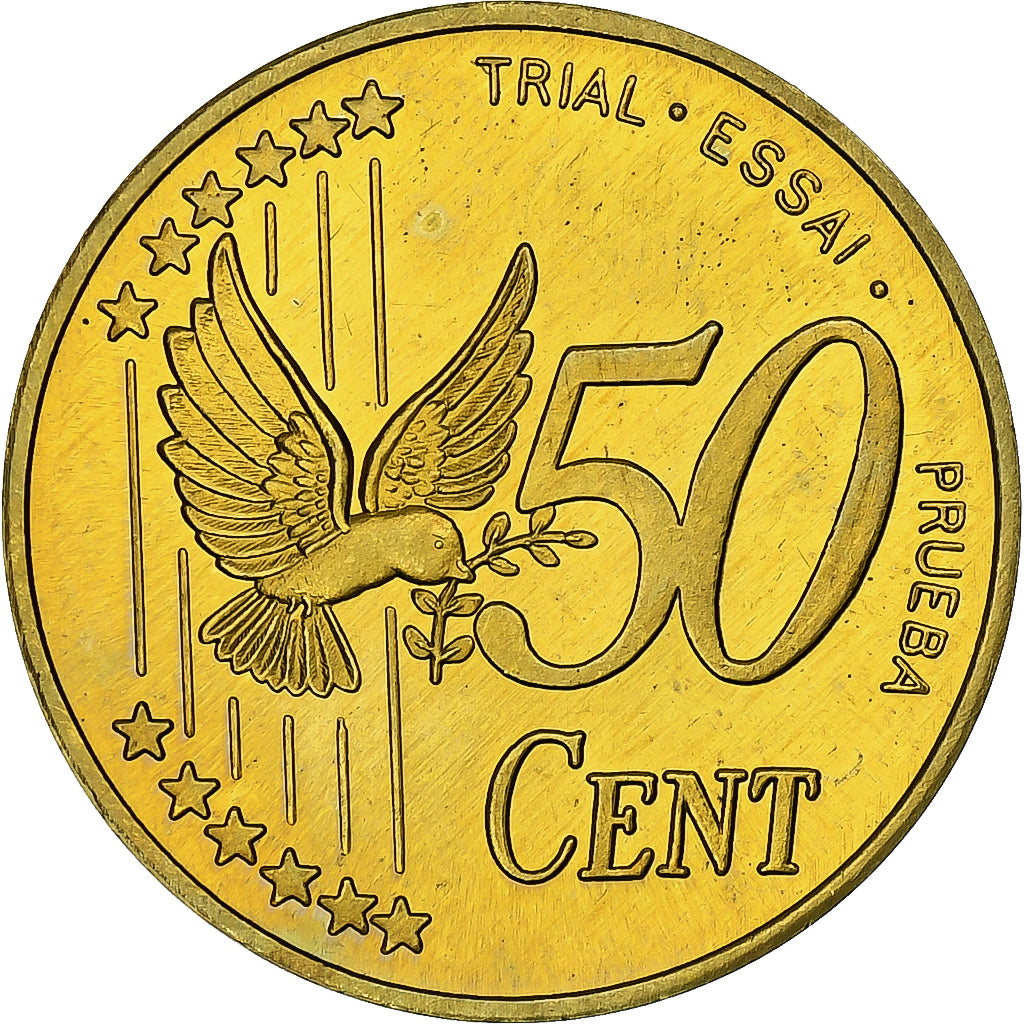 Danemark, 50 Euro Cent, Fantasy euro patterns, Essai-Trial, BE, 2002, Laiton