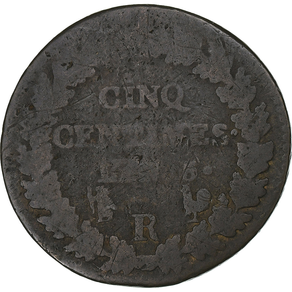Francia, 5 Centimes, Dupré, AN 5, Orléans, Cobre, BC, Gadoury:126, KM:640