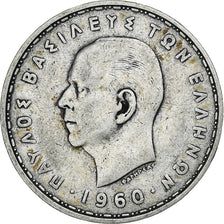 Greece, Paul I, 20 Drachmes, 1960, London, Silver, VF(30-35), KM:85