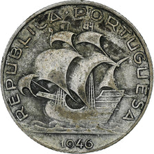 Portugal, 2-1/2 Escudos, 1946, Lisbon, Silver, VF(30-35), KM:580