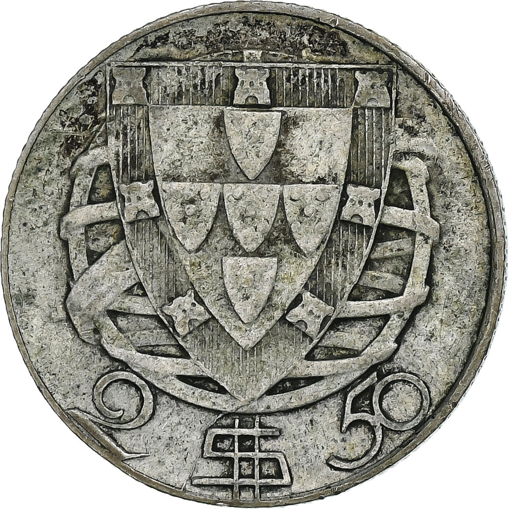 Portugal, 2-1/2 Escudos, 1946, Lisbon, Silver, VF(30-35), KM:580