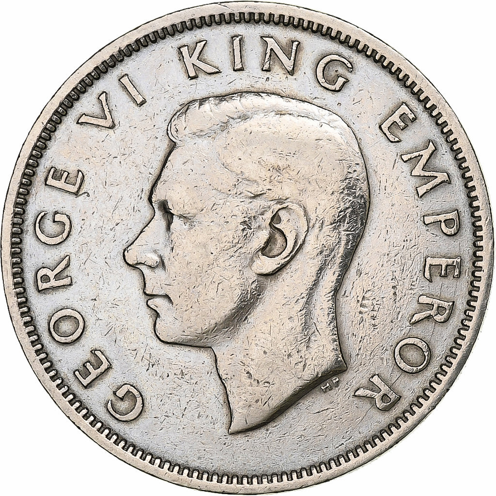 Nowa Zelandia, George VI, Florin, 1947, London, Miedź-Nikiel, VF(30-35)