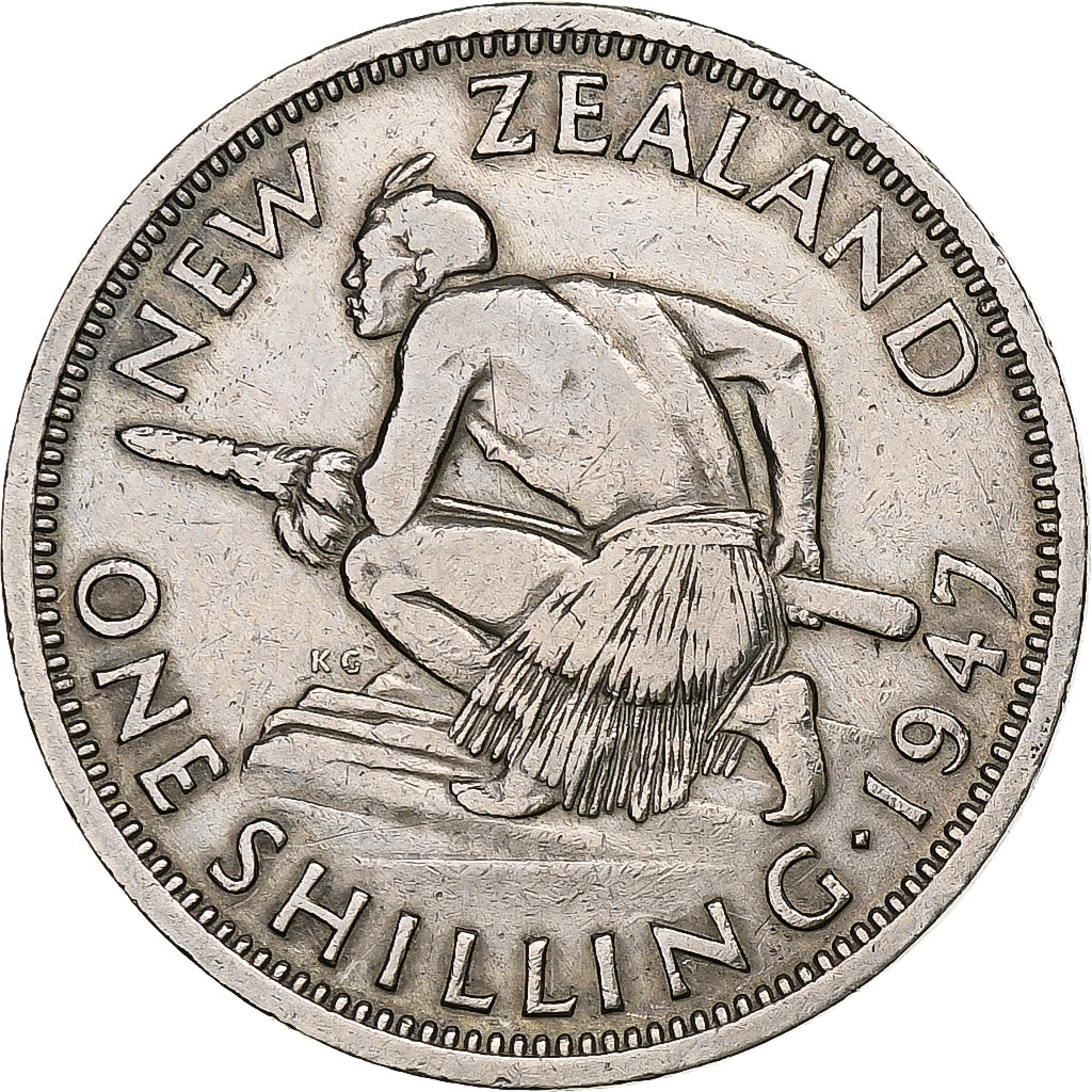 Nieuw Zeeland, George VI, Shilling, 1947, London, Cupro-nikkel, FR+, KM:9a