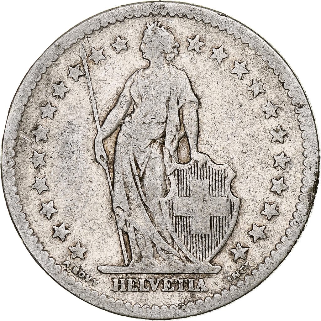 Switzerland, 2 Francs, Helvetia, 1874, Bern, Silver, VF(30-35), KM:21