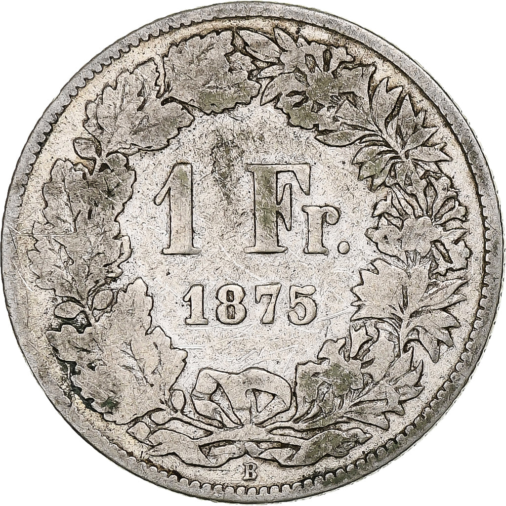 Switzerland, Franc, Helvetia, 1875, Bern, Silver, VF(20-25), KM:24