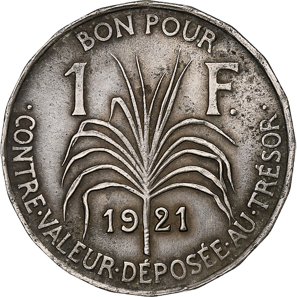 Guadeloupe, Franc, 1921, Paris, Copper-nickel, EF(40-45), KM:46