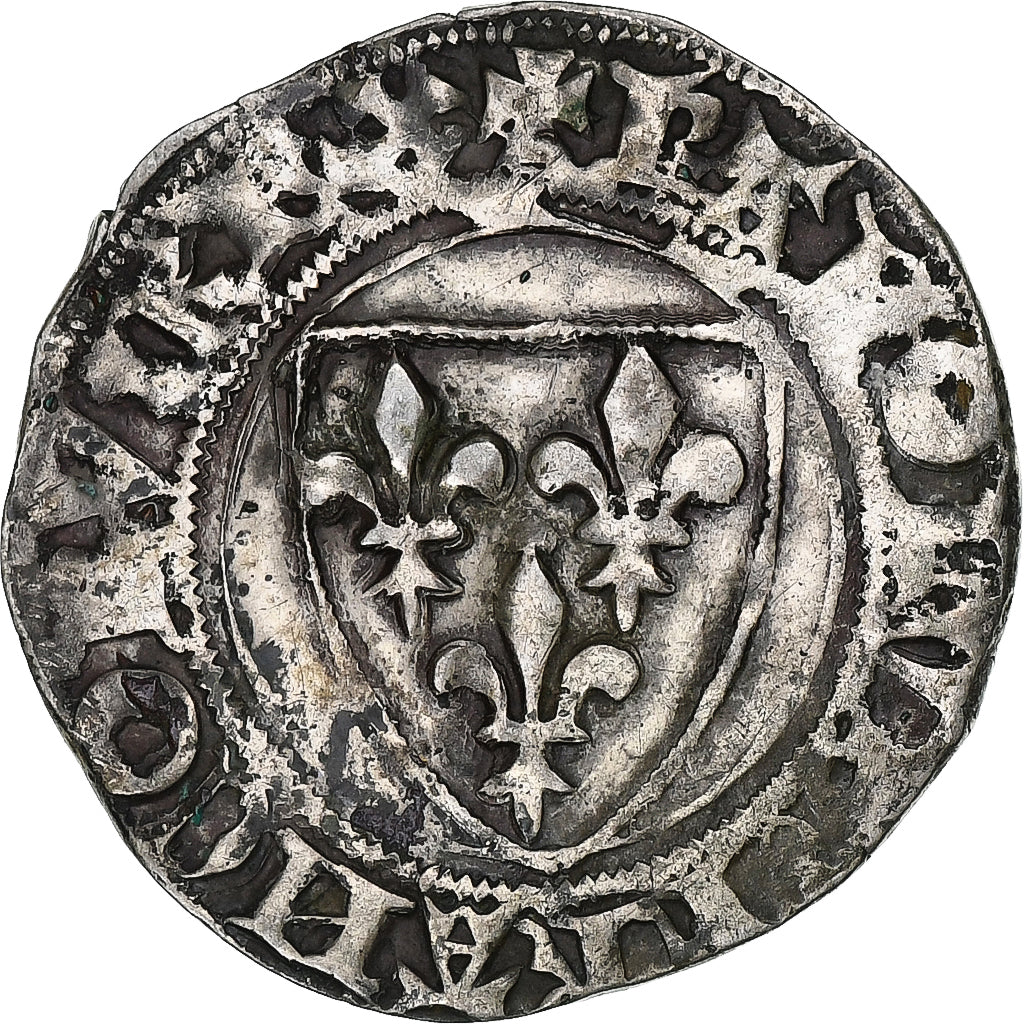 Frankreich, Charles VI, Blanc Guénar, Cremieu, Billon, S+, Gadoury:377