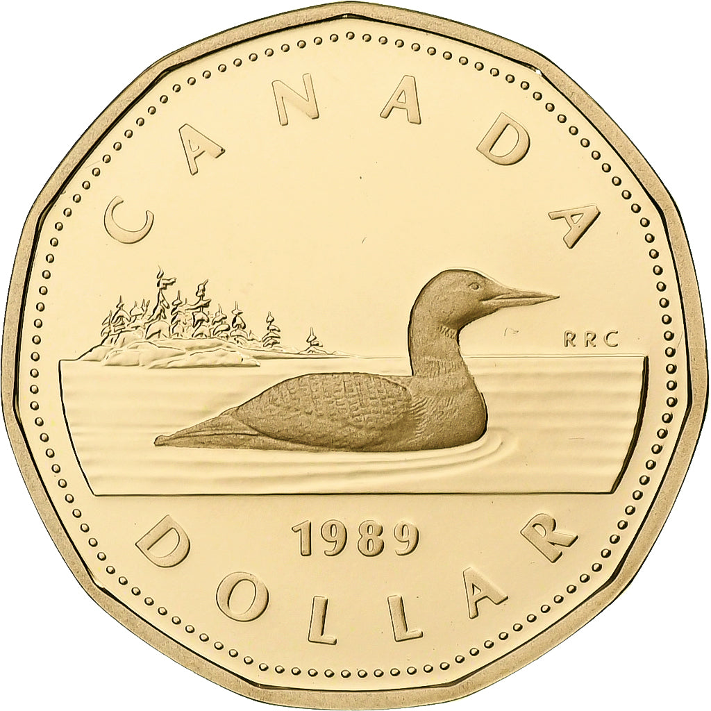 Canadá, Elizabeth II, Dollar, 1989, Ottawa, Prueba, Bronce dorado chapado en