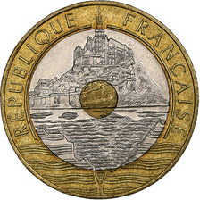 France, 20 Francs, Mont Saint Michel, 1992, Pessac, Tri-Metallic, AU(50-53)
