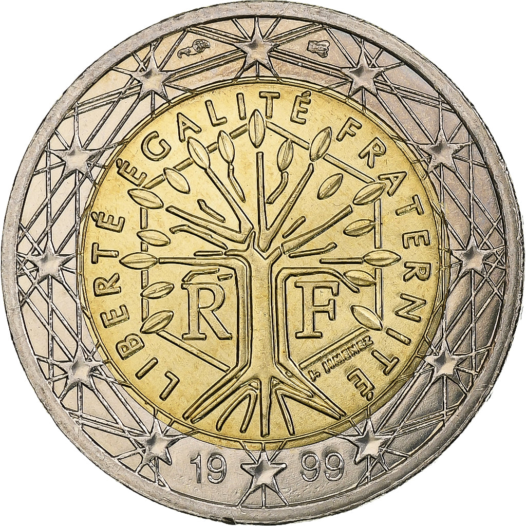 France, 2 Euro, 1999, Pessac, Bi-Metallic, MS(63), KM:1289