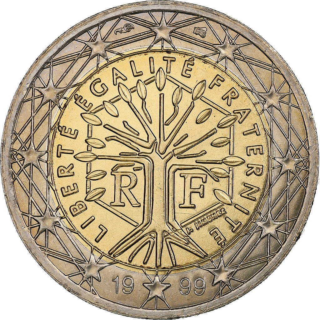 France, 2 Euro, 1999, Pessac, Bi-Metallic, MS(63), KM:1289