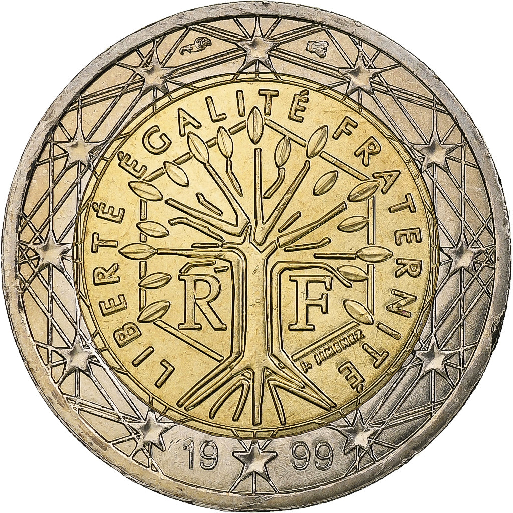 France, 2 Euro, 1999, Pessac, Bi-Metallic, MS(63), KM:1289