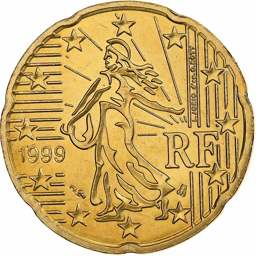 France, 20 Centimes, 1999, Pessac, Nordic gold, MS(63), KM:1286