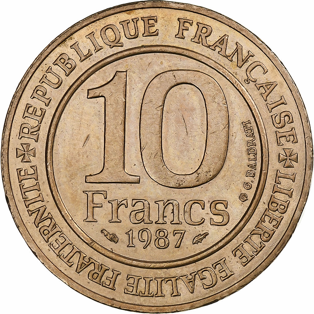 France, 10 Francs, Hugues Capet, 1987, Pessac, Copper-nickel Aluminium