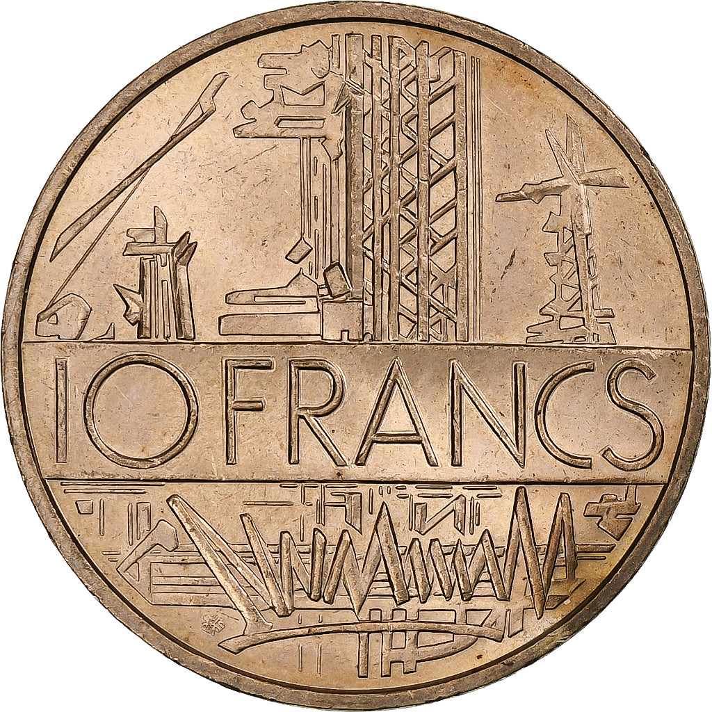 Francja, 10 Francs, Mathieu, 1979, Pessac, Tranche A, Miedzionikiel Aluminium