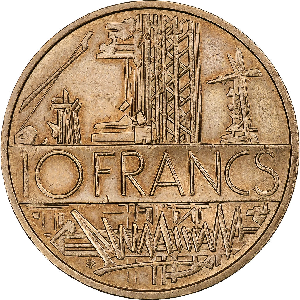 France, 10 Francs, Mathieu, 1978, Pessac, Tranche B, Copper-nickel Aluminium