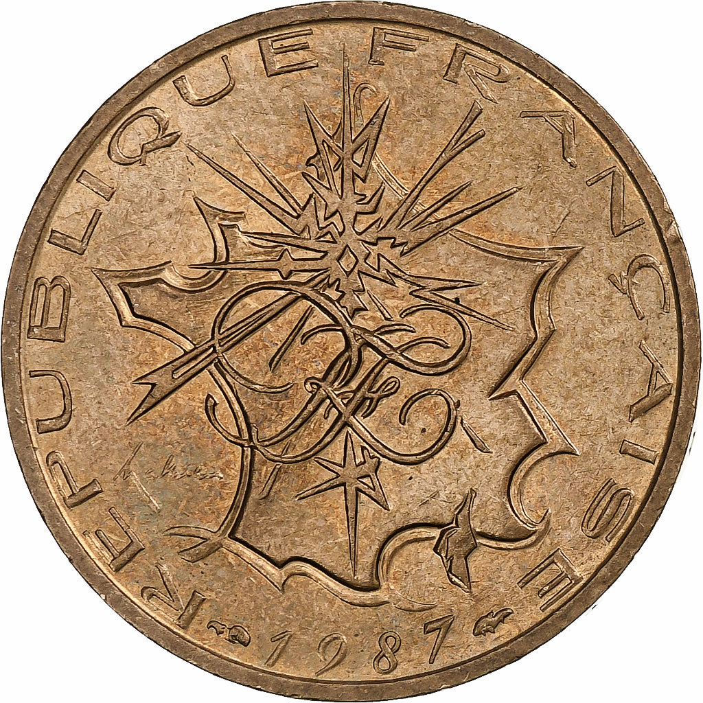 France, 10 Francs, Mathieu, 1987, Pessac, Tranche B, Copper-nickel Aluminium