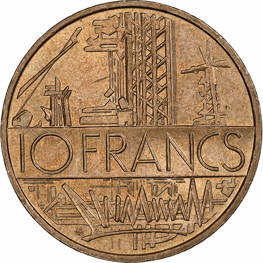 France, 10 Francs, Mathieu, 1987, Pessac, Tranche B, Copper-nickel Aluminium