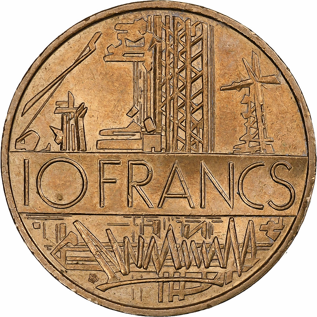 France, 10 Francs, Mathieu, 1987, Pessac, Tranche B, Copper-nickel Aluminium