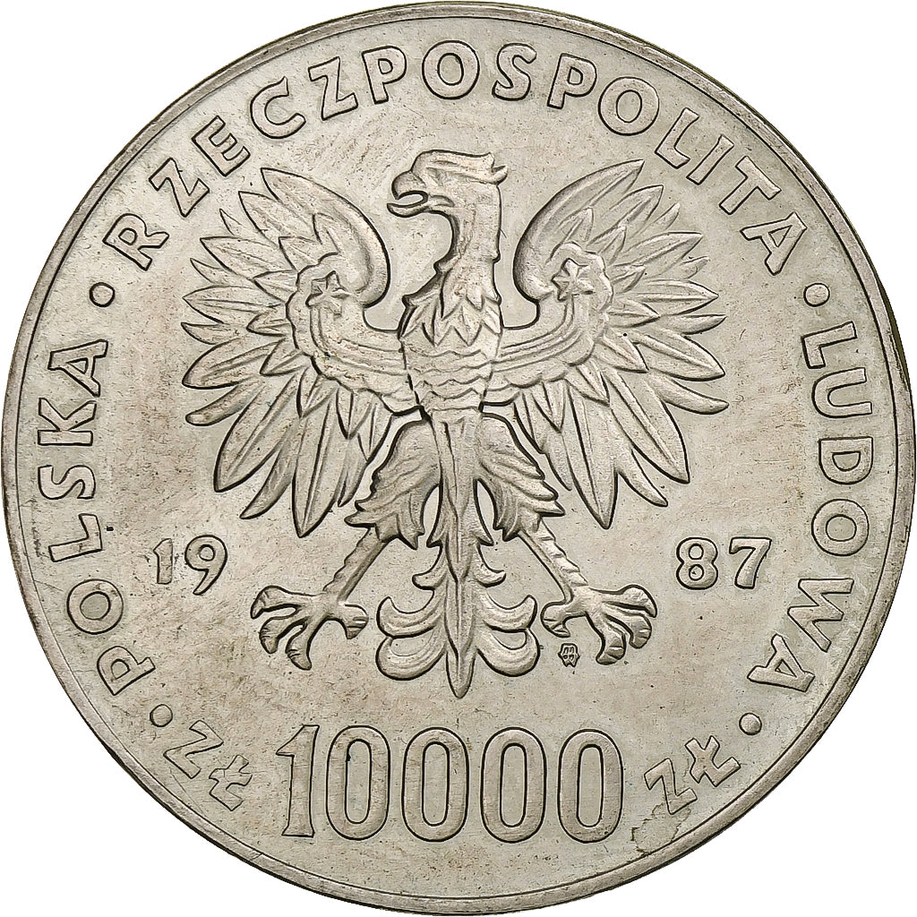 Pologne, 10000 Zlotych, Jan Paweł II, 1987, Argent, TTB+, KM:164
