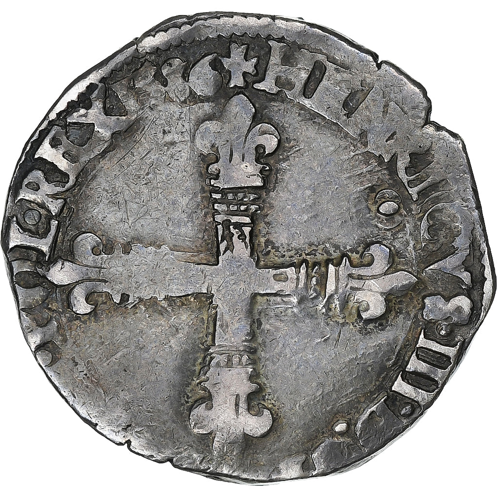 France, Henri III, 1/8 Ecu, 1586, Nantes, Silver, VF(30-35), Gadoury:485