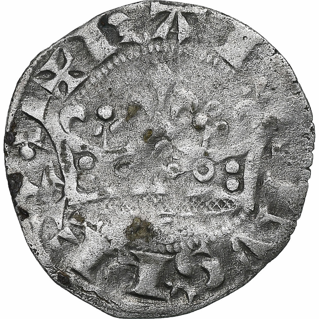 France, Charles IV, Double Parisis, Billon, EF(40-45), Duplessy:244c