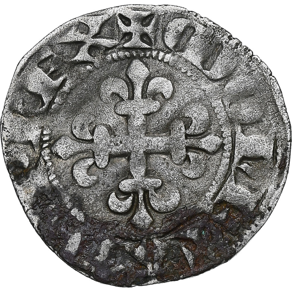 France, Charles IV, Double Parisis, Billon, EF(40-45), Duplessy:244c