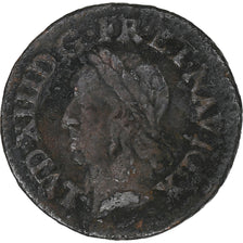 Frankrijk, Louis XIII, Double Tournois, 1643, Corbeil, Koper, FR, Gadoury:12