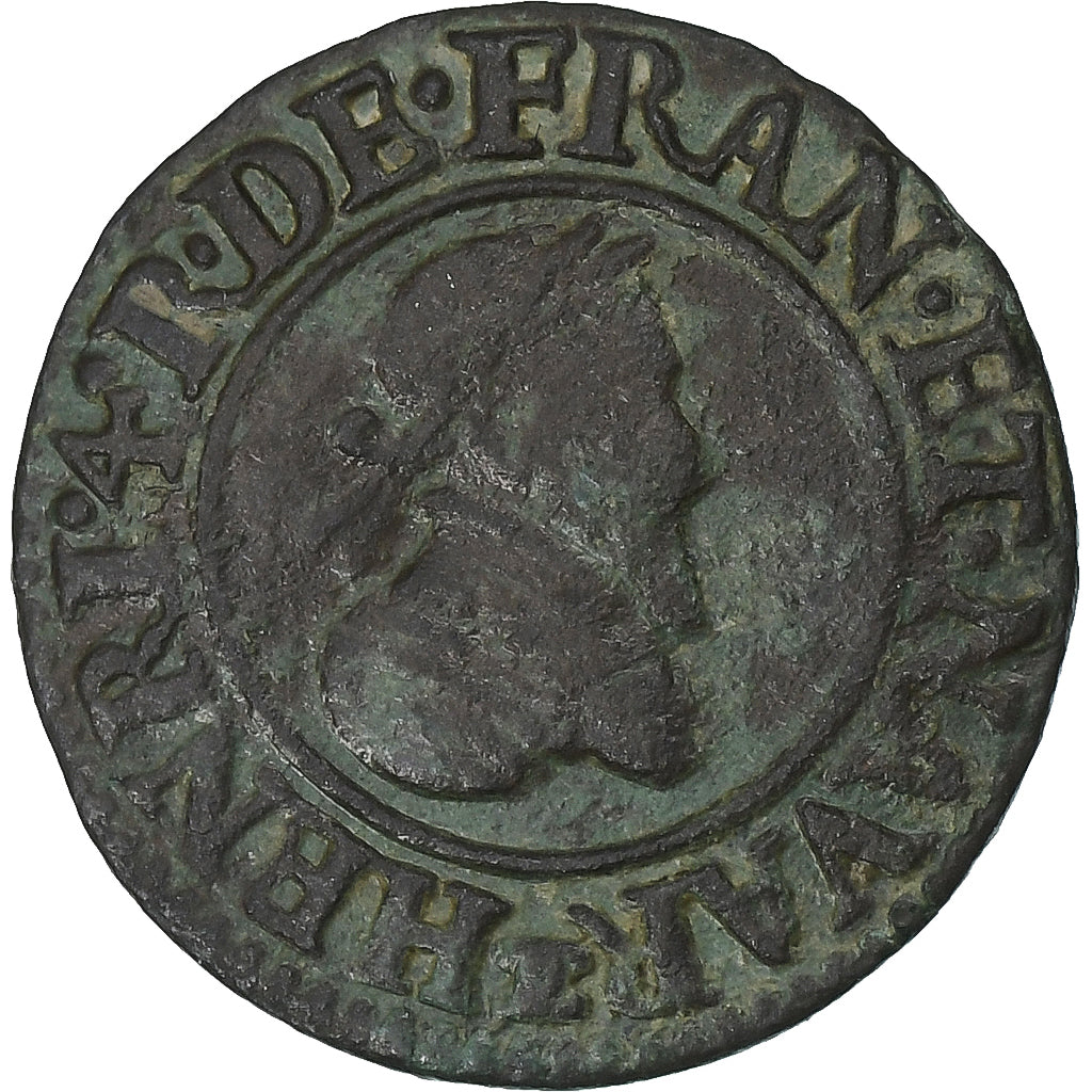 France, Henri IV, Denier Tournois, 1591, Châlons-en-Champagne, Cuivre, TB+