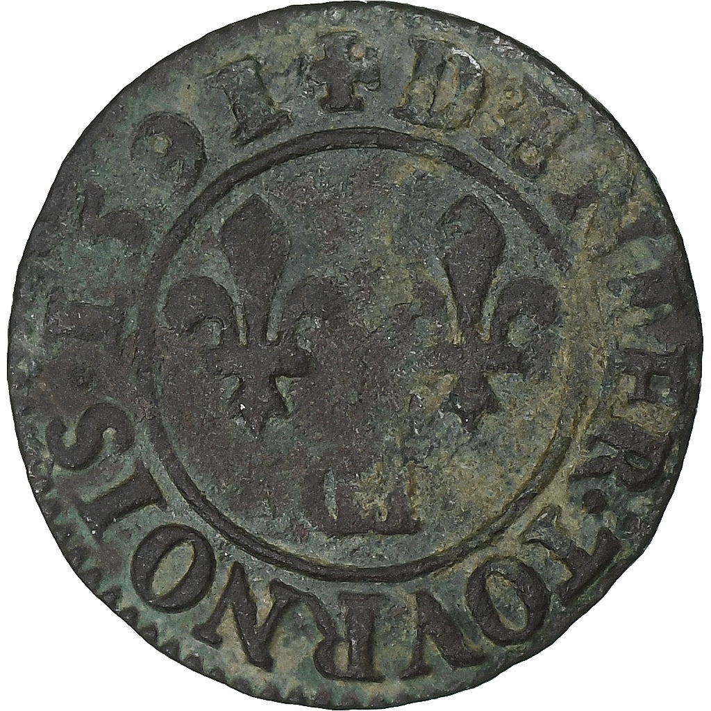 France, Henri IV, Denier Tournois, 1591, Châlons-en-Champagne, Cuivre, TB+