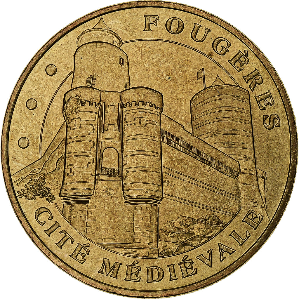 France, Jeton touristique, Fougères, Cité Médiévale, 2003, MDP, Or nordique