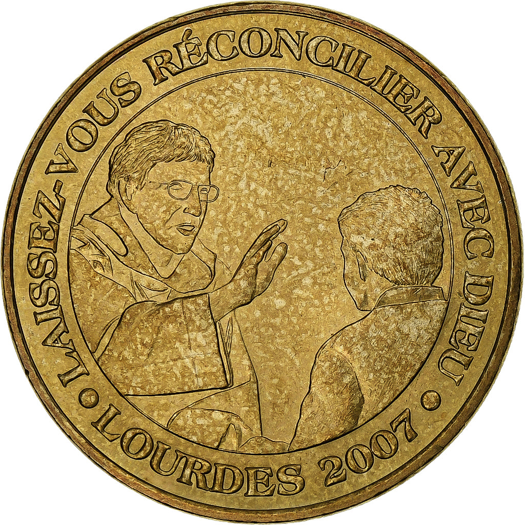 França, Tourist token, Lourdes, Réconciliation avec Dieu, 2007, Nordic gold