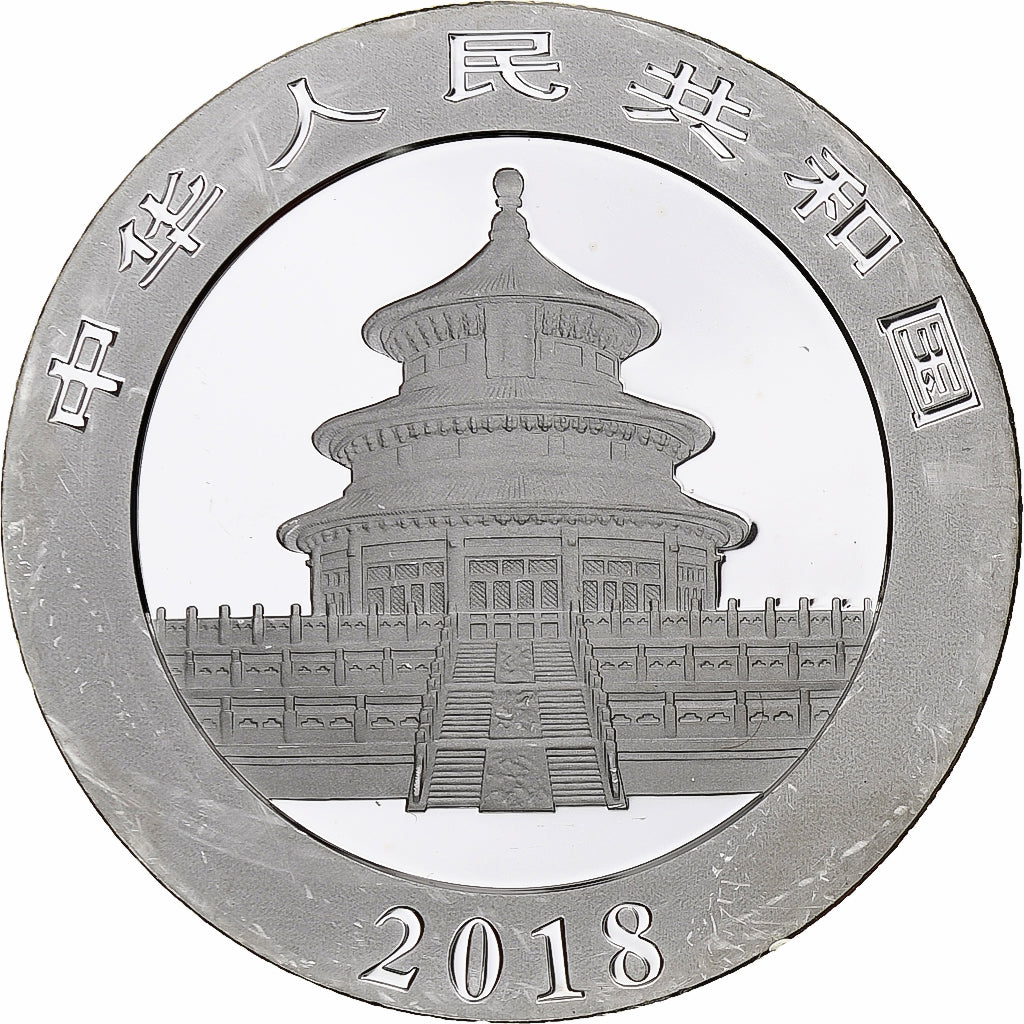 China, 10 Yüan, 1 oz, Panda, Bullion, 2018, Proof, Zilver, UNC-, KM:2410