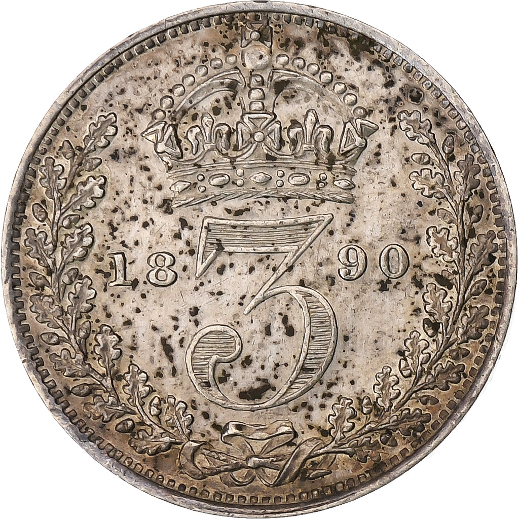 United Kingdom, Victoria, 3 Pence, 1890, London, Silver, AU(50-53), Spink:3931