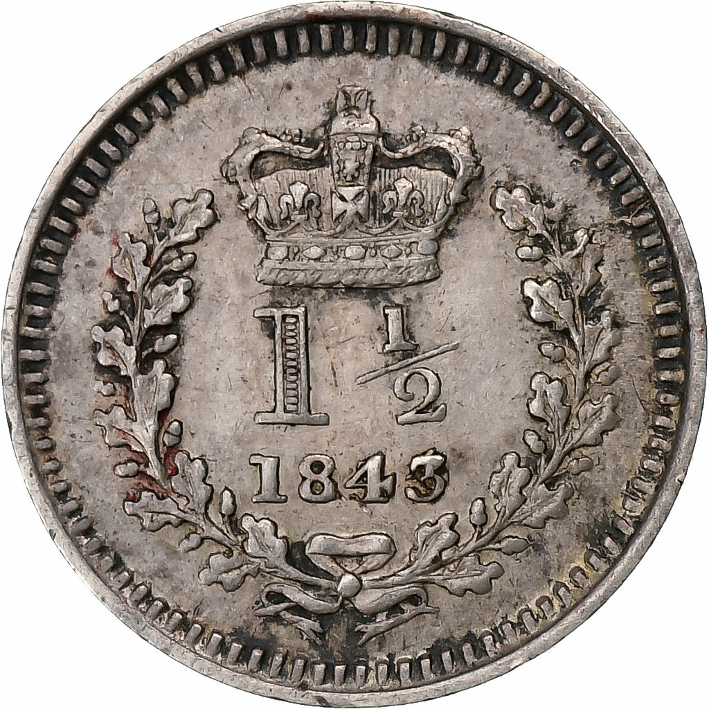 United Kingdom, Victoria, 1 1/2 Pence, 1843, London, Silver, EF(40-45)