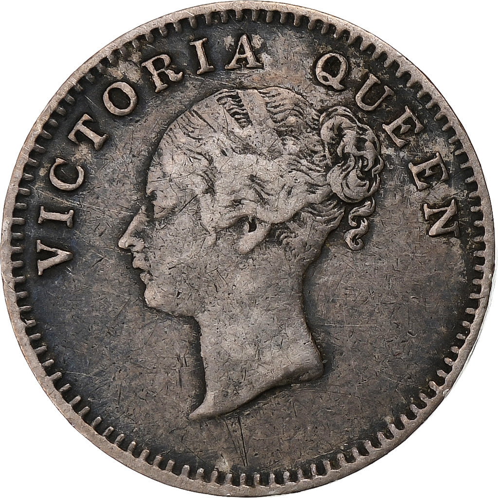 India-British, Victoria, 2 Annas, 1841, Bombay, Silver, VF(30-35), KM:459