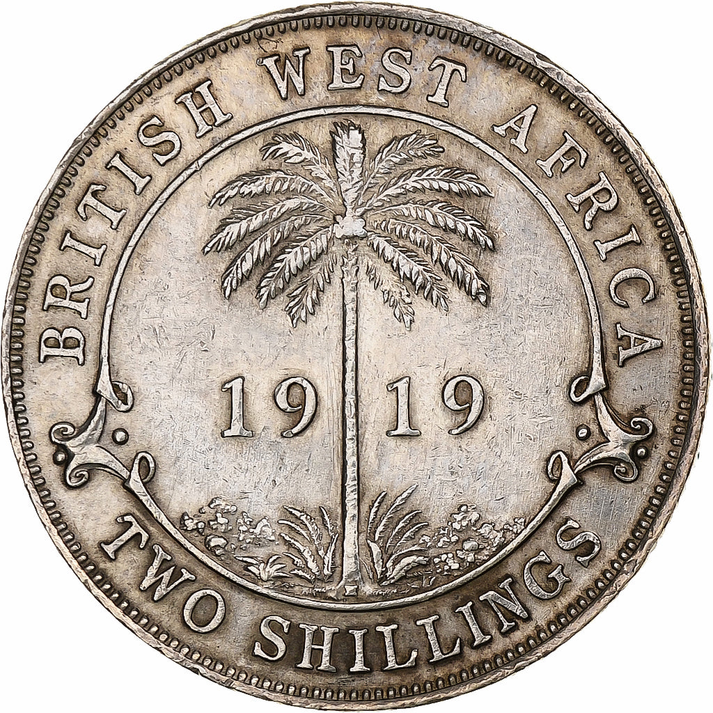British West-Africa, George V, 2 Shillings, 1919, Heaton, Silver, EF(40-45)