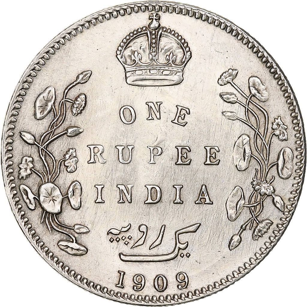 India-British, Edward VII, Rupee, 1909, Bombay, Silver, AU(50-53), KM:508