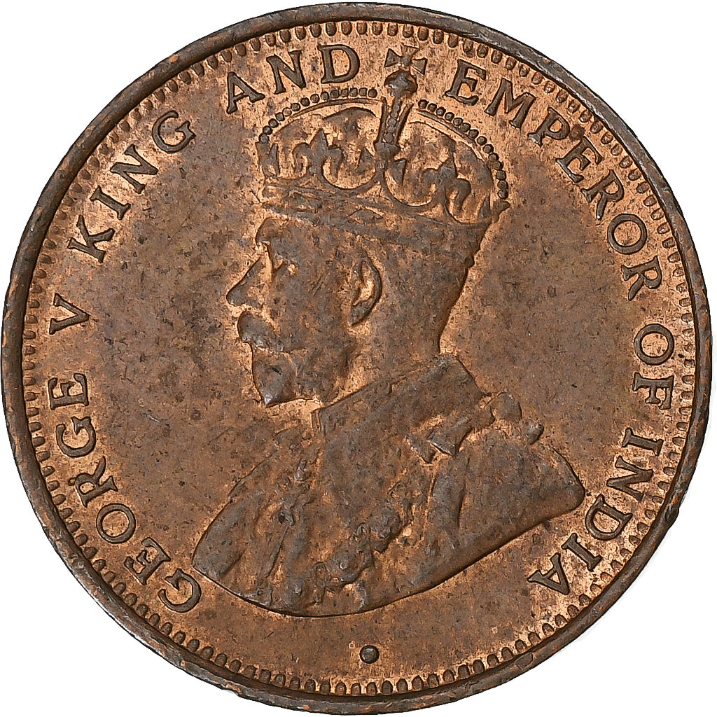 Cejlon, George V, 1/2 Cent, 1926, Heaton, Miedź, AU(50-53), KM:106