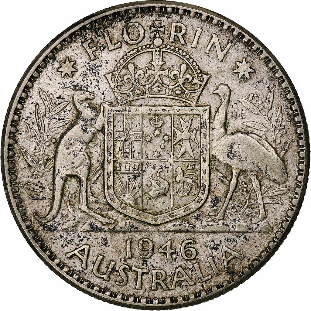 Australië, George VI, Florin, 1946, Melbourne, Billon, ZF+, KM:40a
