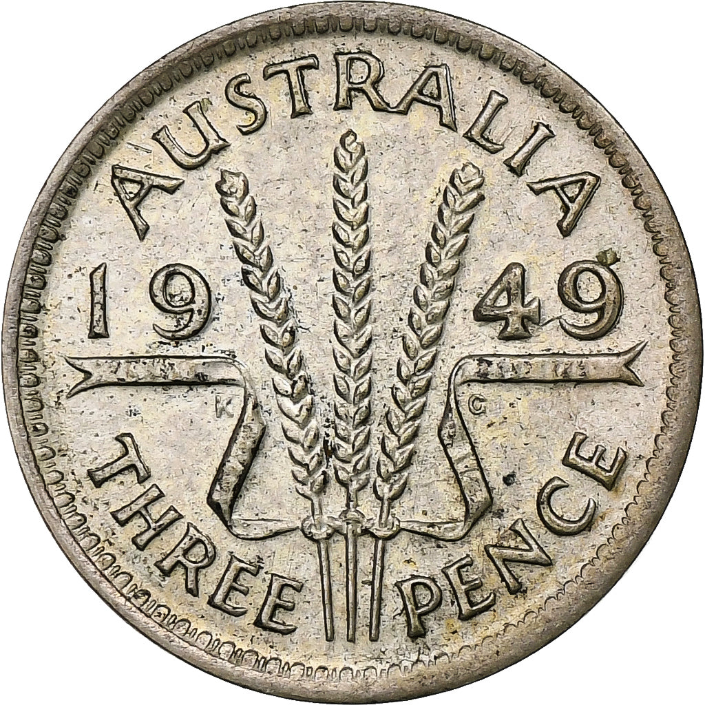Australia, George VI, 3 Pence, 1949, Melbourne, Billon, AU(50-53), KM:44