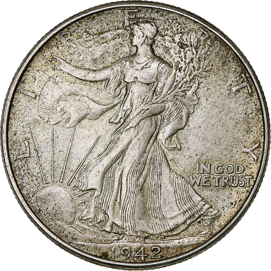 États-Unis, Half Dollar, Walking Liberty, 1942, Philadelphie, Argent, TTB+