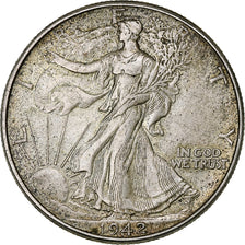États-Unis, Half Dollar, Walking Liberty, 1942, Philadelphie, Argent, TTB+