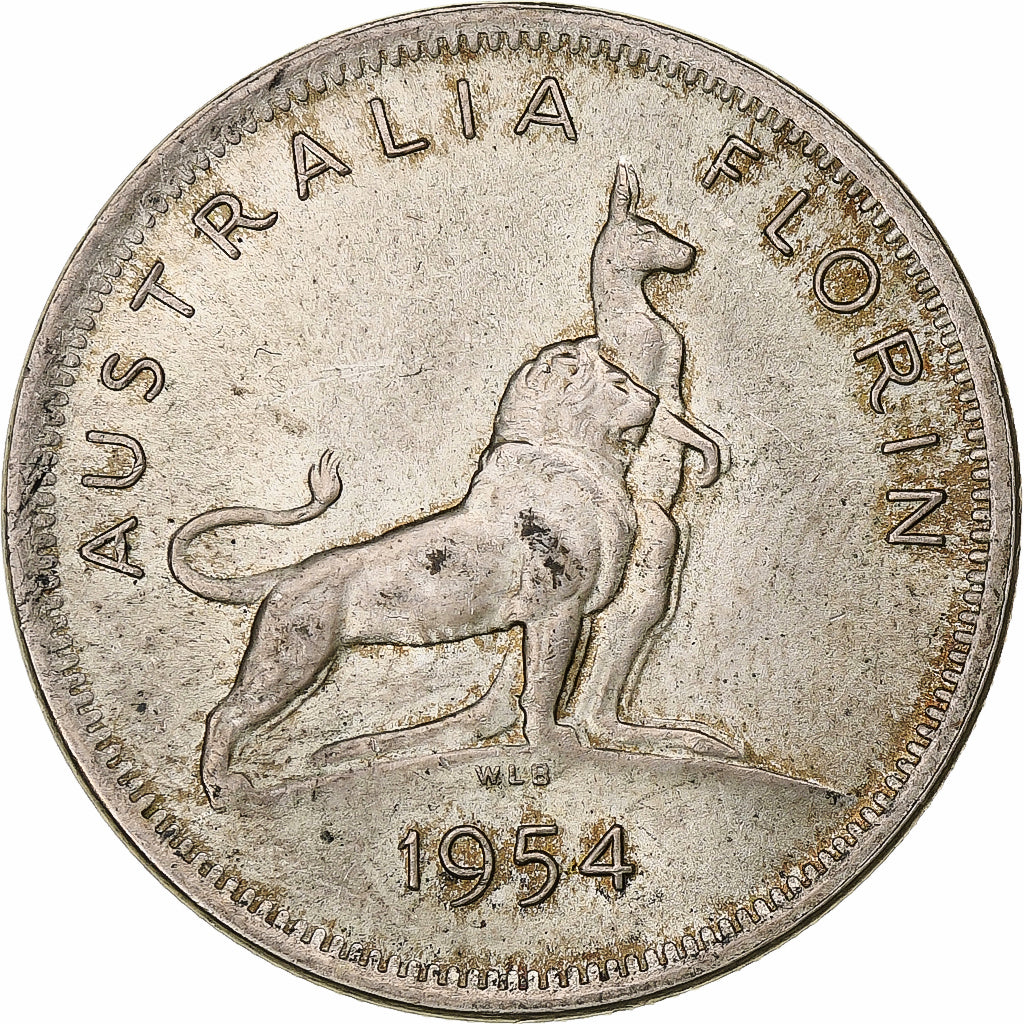 Australië, Elizabeth II, Florin, Royal Visit, 1954, Melbourne, Billon, ZF
