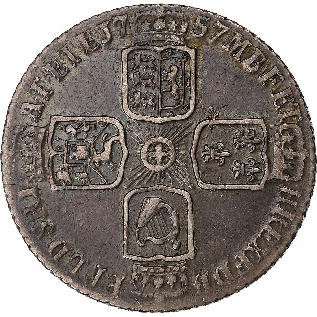 United Kingdom, George II, 6 Pence, 1757, London, Silver, EF(40-45), KM:582.2