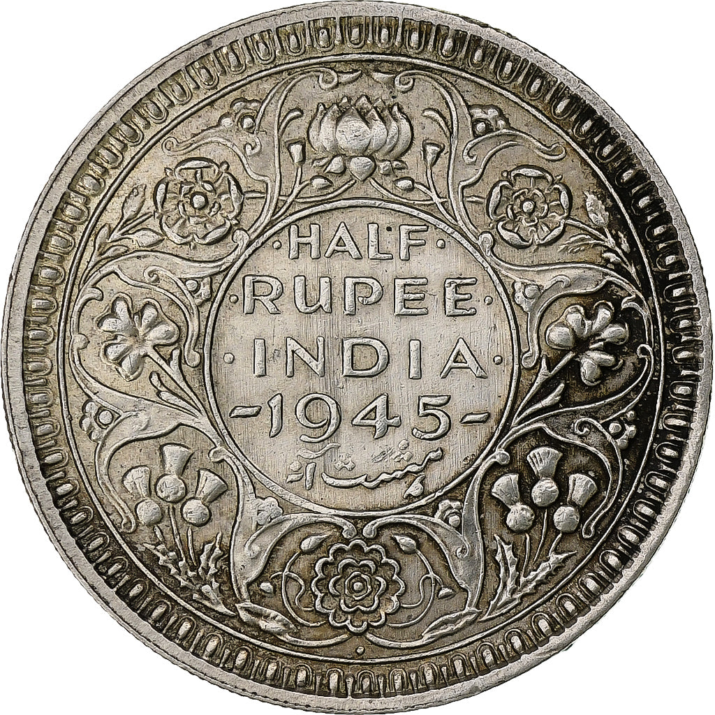 INDIA-BRITISH, George VI, 1/2 Rupee, 1945, Bombay, Silber, VZ, KM:552