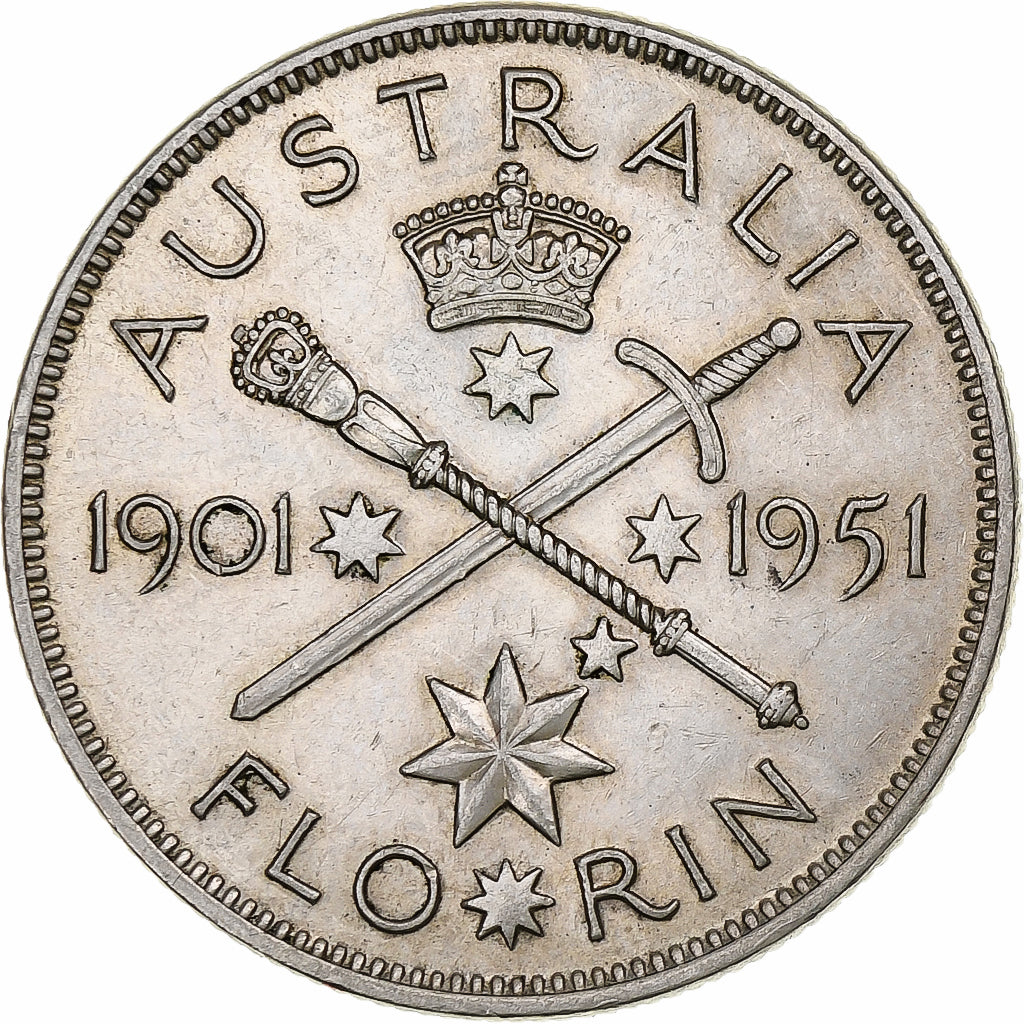 Australia, George VI, Florin, Federation, 1951, Melbourne, Argento, SPL-, KM:47
