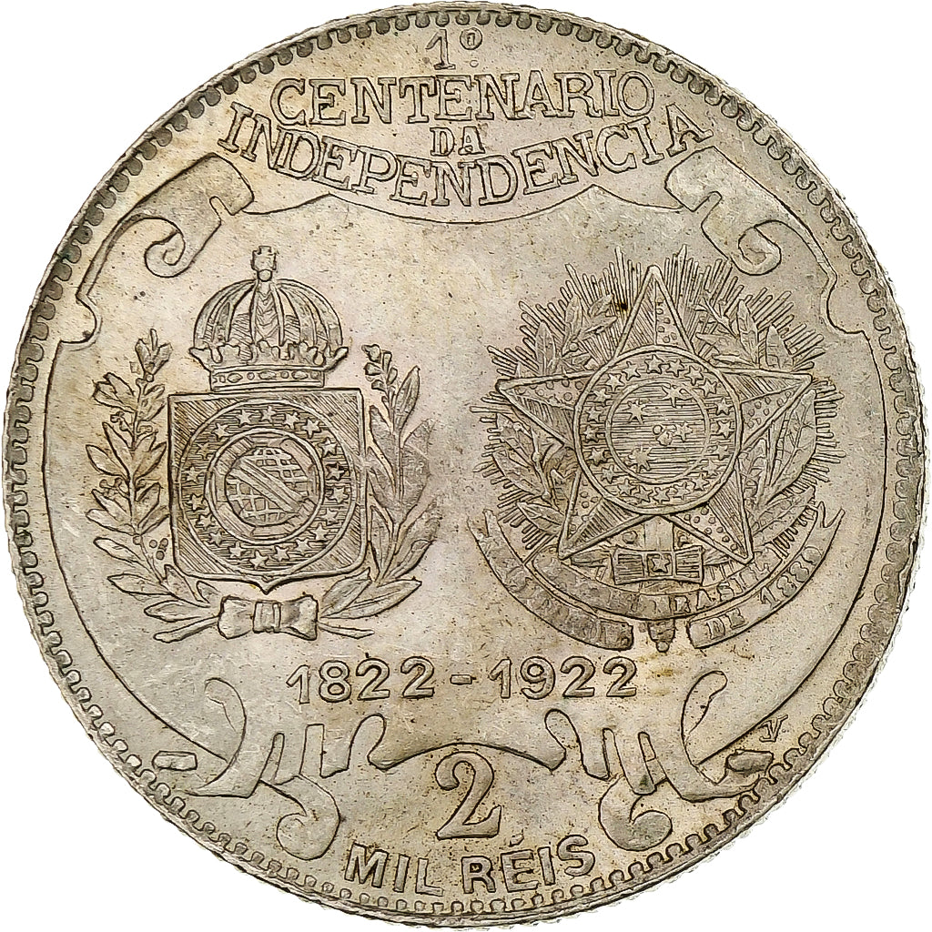 Brazil, 2000 Reis, Independence Centennial, 1922, Rio de Janeiro, Silver
